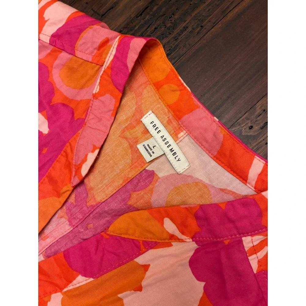 Free Assembly Pink Belted Midi Shirt dress, size large - Picture 3 of 4